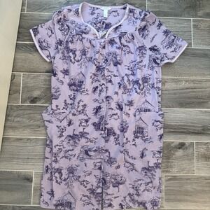 Adonna Women's Nightgown Purple Short Sleeve Cottagecore Size XL Eyelet Trim